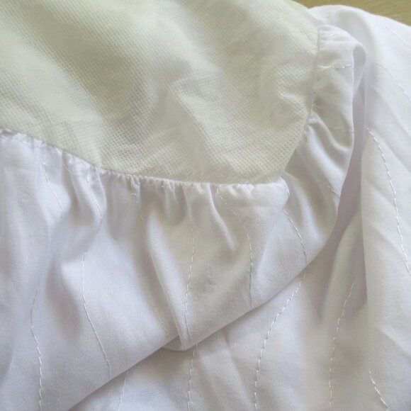 Vintage 90s Y2K White Twin Bed Skirt Eyelet Embroidery Scalloped Hem 14" Drop - Picture 6 of 8